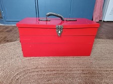 Vintage Red Metal 3 Tier Cantilever Toolbox Storage Organiser Retro