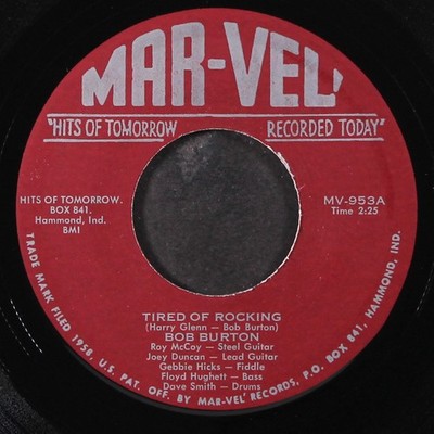 BOB BURTON: tired of rocking / can't live my life all alone MAR-VEL 7'' Single