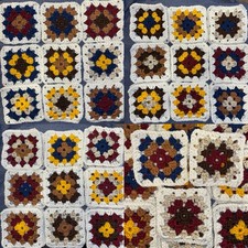 GRANNY SQUARE Lot - 30 - Hand Made Crochet Squares 4.5  Earth Tones