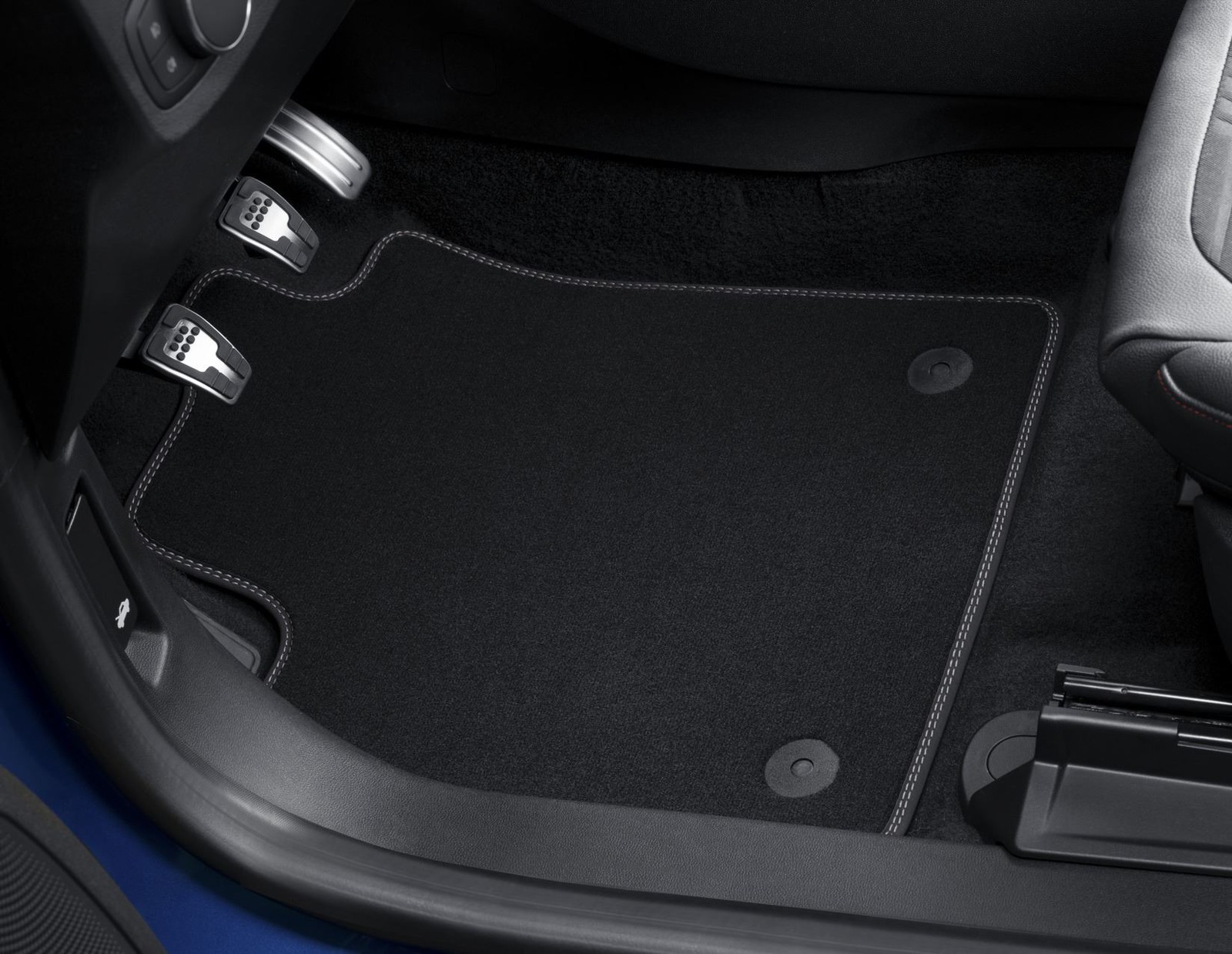 Tapis de sol en velours avant Ford surpiqûres gris métal
