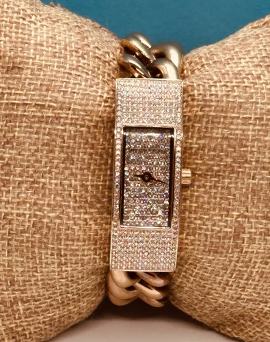 Orologio Michael Kors Hayden pavè cristallo strass oro rosa maglia rettangolare