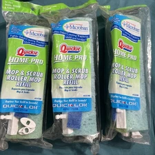 3 Quickie Mop & Scrub Roller Mop Refill Type M Fits Mop 058BMB Microban Blue