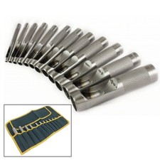 12PC PRECISION HOLLOW PUNCH SET 3mm-19mm GASKET HOLE CUTTER + CANVAS TOOL ROLL