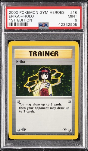 2000 POKEMON GYM HEROES 1ST EDITION #16 ERIKA-HOLO PSA 9