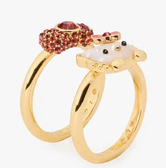 Kate Spade Hello Kitty кольцо комплект размер 6 или 7 новый - Изображение 4 из 4