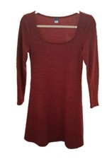 Old Navy Women's Burgundy Ribbed Knit Sweater Dress XS Petite