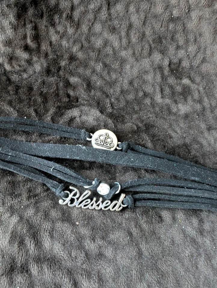 Pulsera Brazalete Cadena Cuero Paparazzi BENDITA Rara. Piedra Bling negra Foto 2 de 3