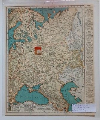 1937 Map Of The Soviet Union/Eastern Europe & Official Soviet Era Moscow Pin