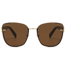 Miu Mi 25030 Sunglasses Gold Frame Brown Resin Lenses 52-20-145mm UV