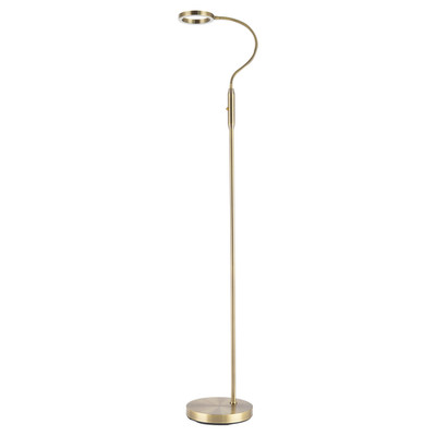 Moderne antike Messing Arbeits Stehlampe mit LED Halo Ring und CCT Dimmer von Hap...