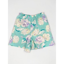 Vintage 80s Hunter Sportswear Floral High Waisted Shorts, Small 6, Teal Purple