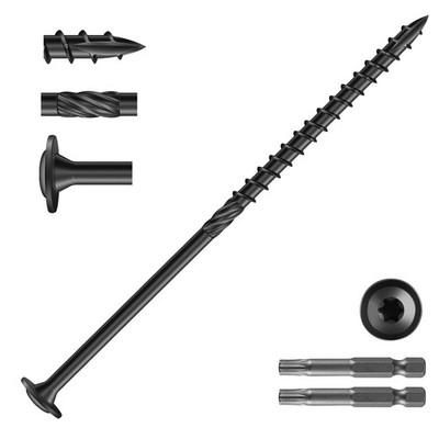 SG TZH #14 x 6 Inch Lag Screws (48Pcs) 2lb. Structural Wood x 6'', Black 