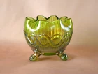 LOVELY~Vintage Northwood Green Carnival Glass Beaded Cable Rose Bowl~Excellent