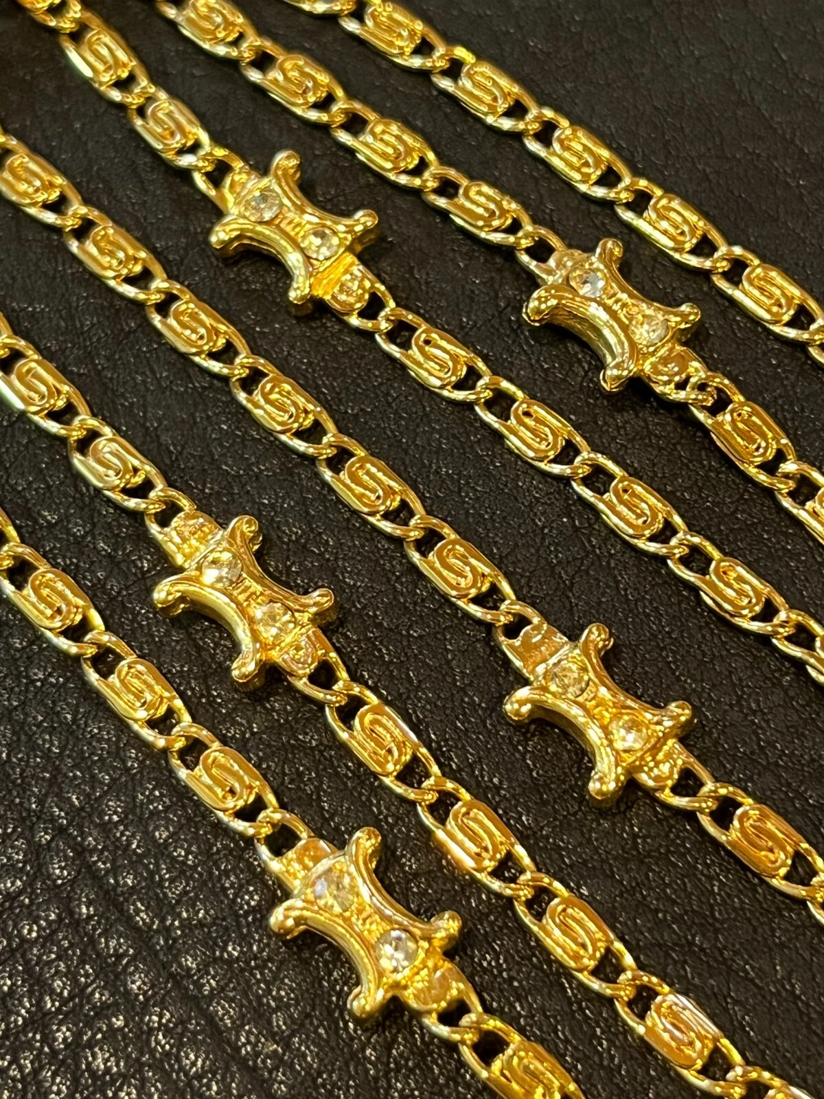 Collana Catena Celine Ciondolo Lungo Choker ORIGINALE ORO Strass Trionfo Oro