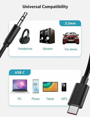 3.5mm Jack AUX Adapter Cable to Car Audio For iPhone X 11 12 13 14 15 iOS USB-C - Picture 10 of 22