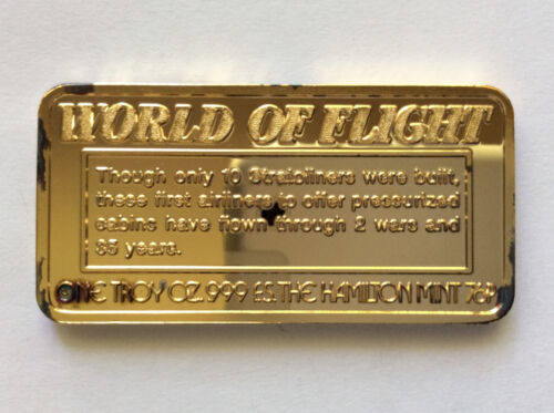 1976 Hamilton Mint Boeing 307 Stratoliner Silver Art Bar HAM-676G A5018 - Picture 3 of 5