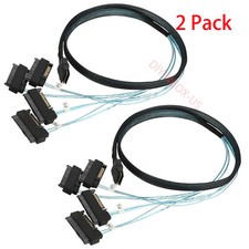2 Pack High Speed Mini SAS 36P SFF-8087 to 4 SFF-8482 Connector Power Cable 3FT