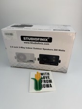 2 Studiofinix Powered Passive Outdoor Speakers Waterproof 3.5 3-Way 200 W BLACK