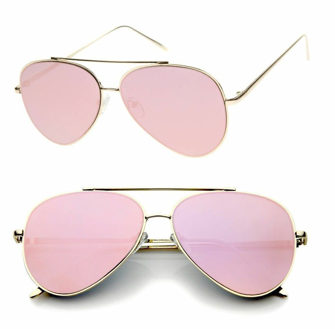 Gold/Pink Mirror Lens DESIGN Sunglasses Limited Edition Women Gold Frame  Retro