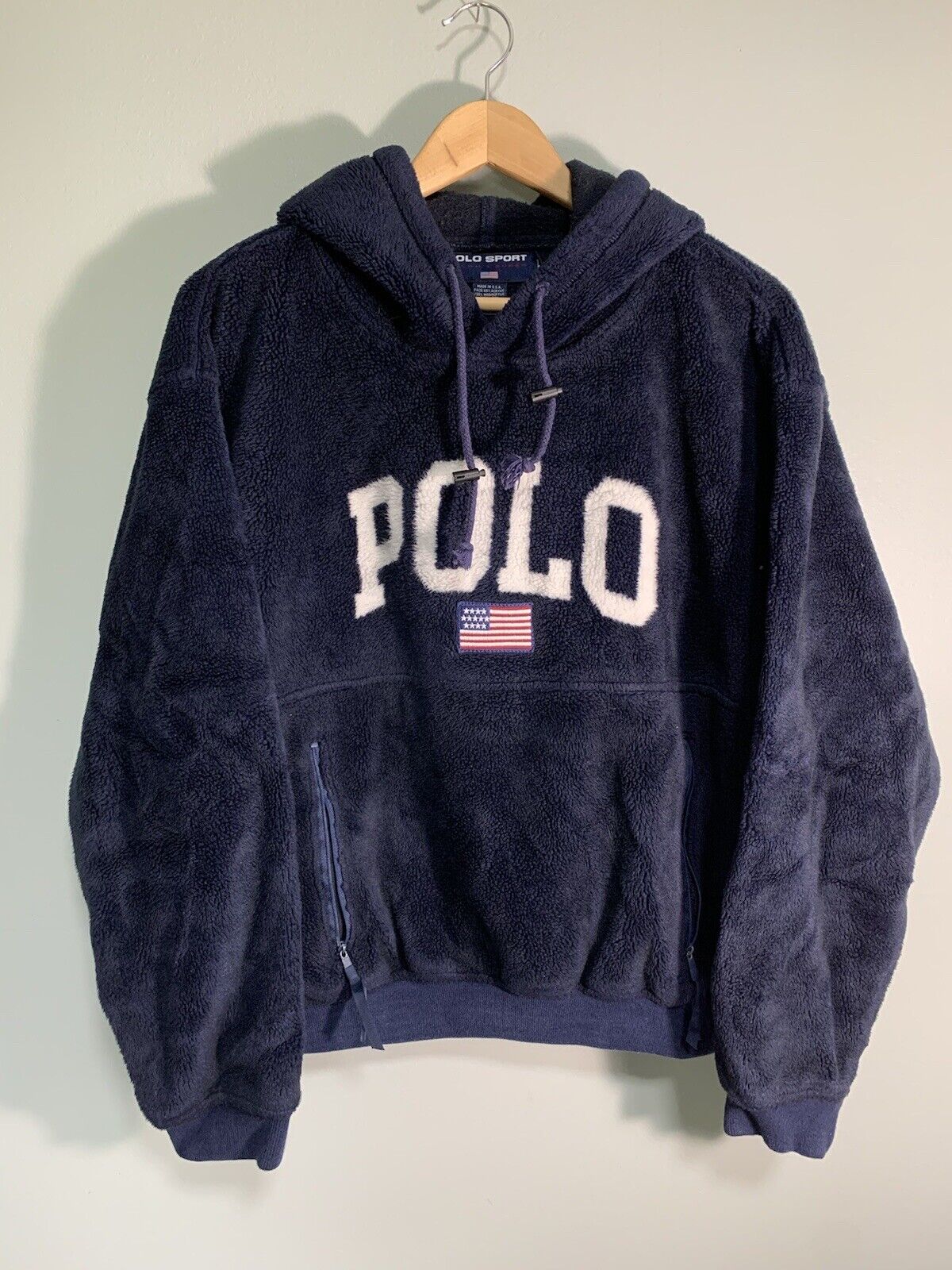 Vintage Ralph Lauren Polo Sport Fleece Sherpa Hoodie Large Made in USA 80s  90s | eBay