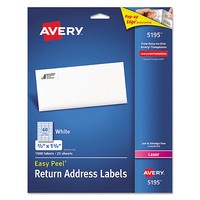 Avery Easy Peel Mailing Address Labels Laser 2/3 X 1 3/4 White 1500/pack 5195 on sale Avery Easy Peel Mailing Address Labels Laser 2/3 X 1 3/4 White 1500/pack 5195 on sale