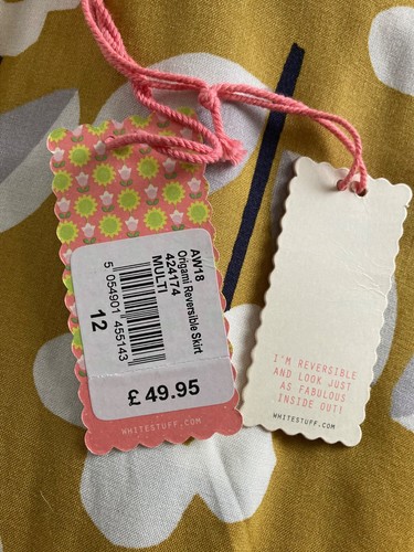 White Stuff Reversible Knee Length Skirt Multi Coloured UK12 New with Tags - Picture 8 of 10