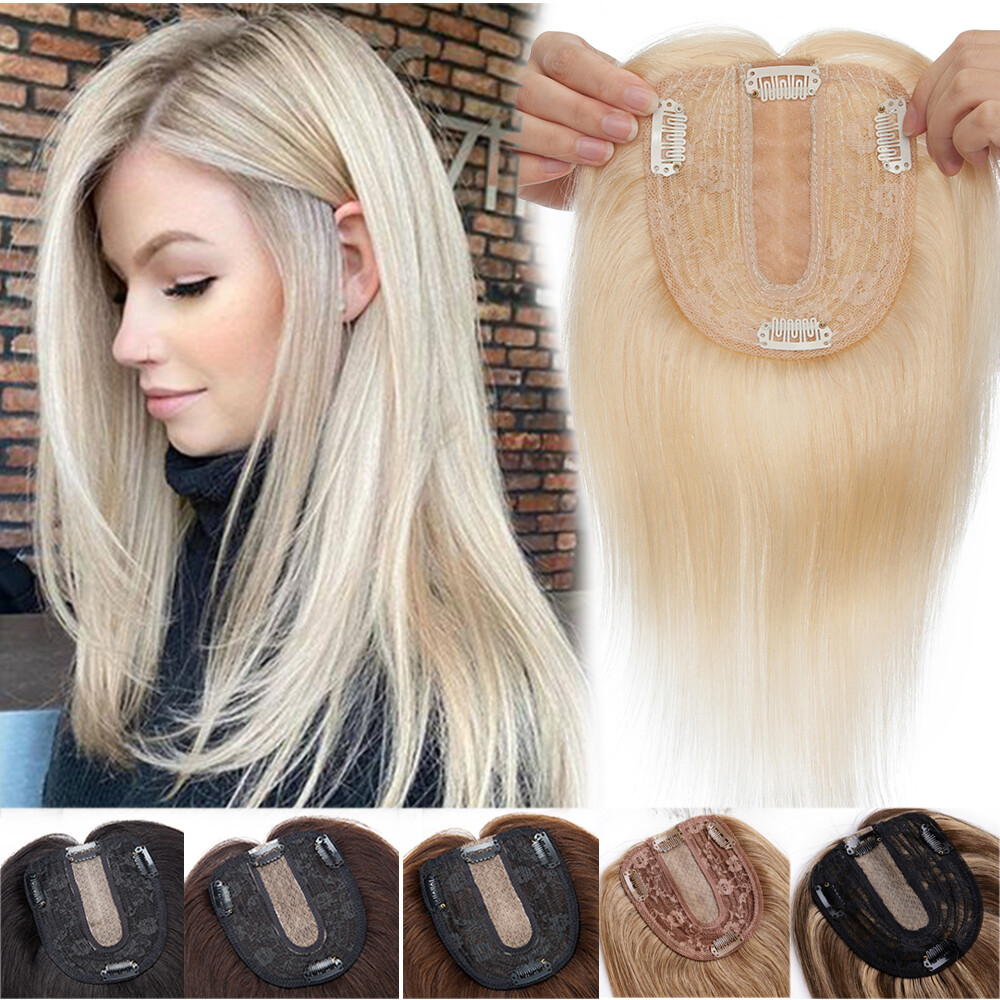Pelucas pelucas pelucas pelucas con base de seda 100 % clip para toupee de cabello humano Remy para mujer
