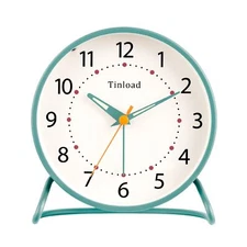 4.5" Antique Retro Analog Alarm Clock Small Silent Desk Clock with Night Ligh...