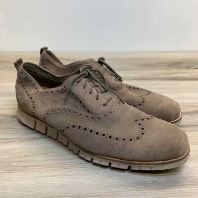 Cole Haan Men's Zero Grand Wingtip Suede Shoe Size 13M Brown Lace Up Oxford