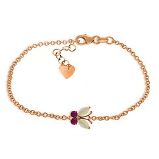 14K. SOLID GOLD BUTTERFLY BRACELET WITH OPALS & RUBIES
