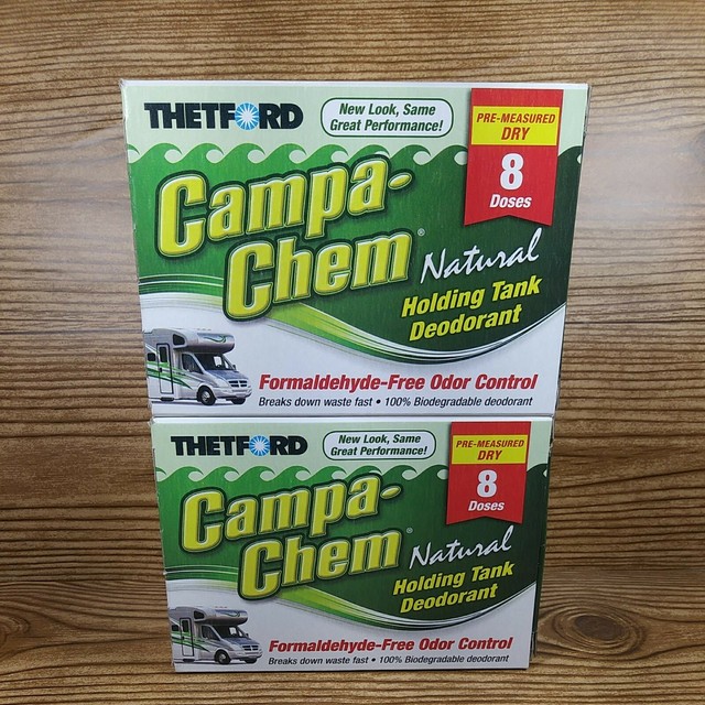 6 BOXES x 8=48 2 oz pacs Thetford CAMPACHEM Natural Dry Holding Tank