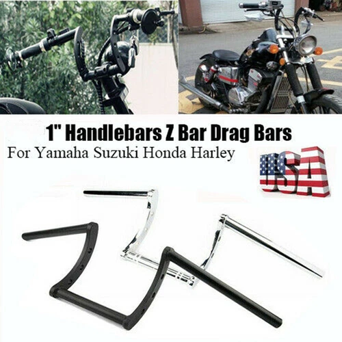 Motorcycle 1" or 7/8" Handlebars Z Bar Drag Ape Hanger For Suzuki Honda Harley