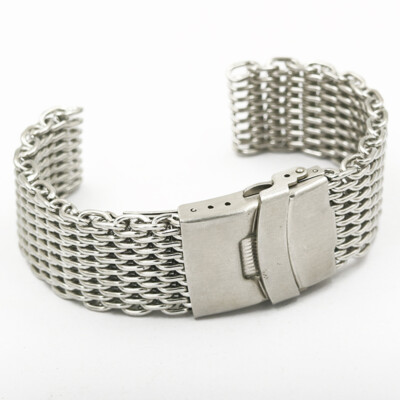  20mm Shark Mesh Stainless Steel Watch Band Strap Folding Clasp Watchband (Long
