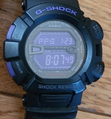 Casio G9000BP-1 (3031) Men's Mudman Digital Purple/Back Watch, Excellent, 45mm - Picture 2 of 5