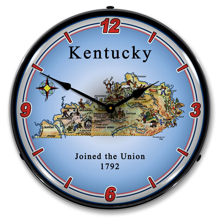 State of Kentucky LED Backlit Clock