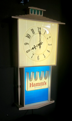 Vintage 60's Hamm's Beer Lighted Wall Clock 22