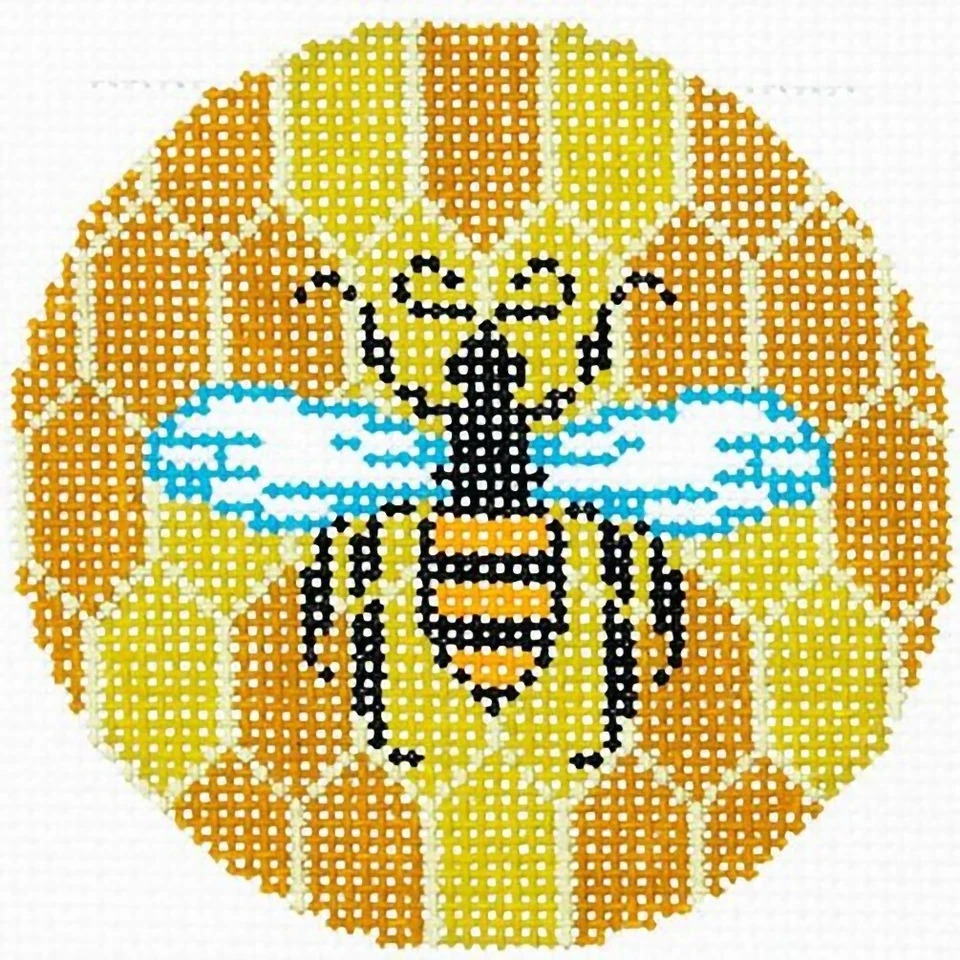 Needlepoint Handpainted Lee BJ Canvas Bee and Hive 3" - Image 4 of 4