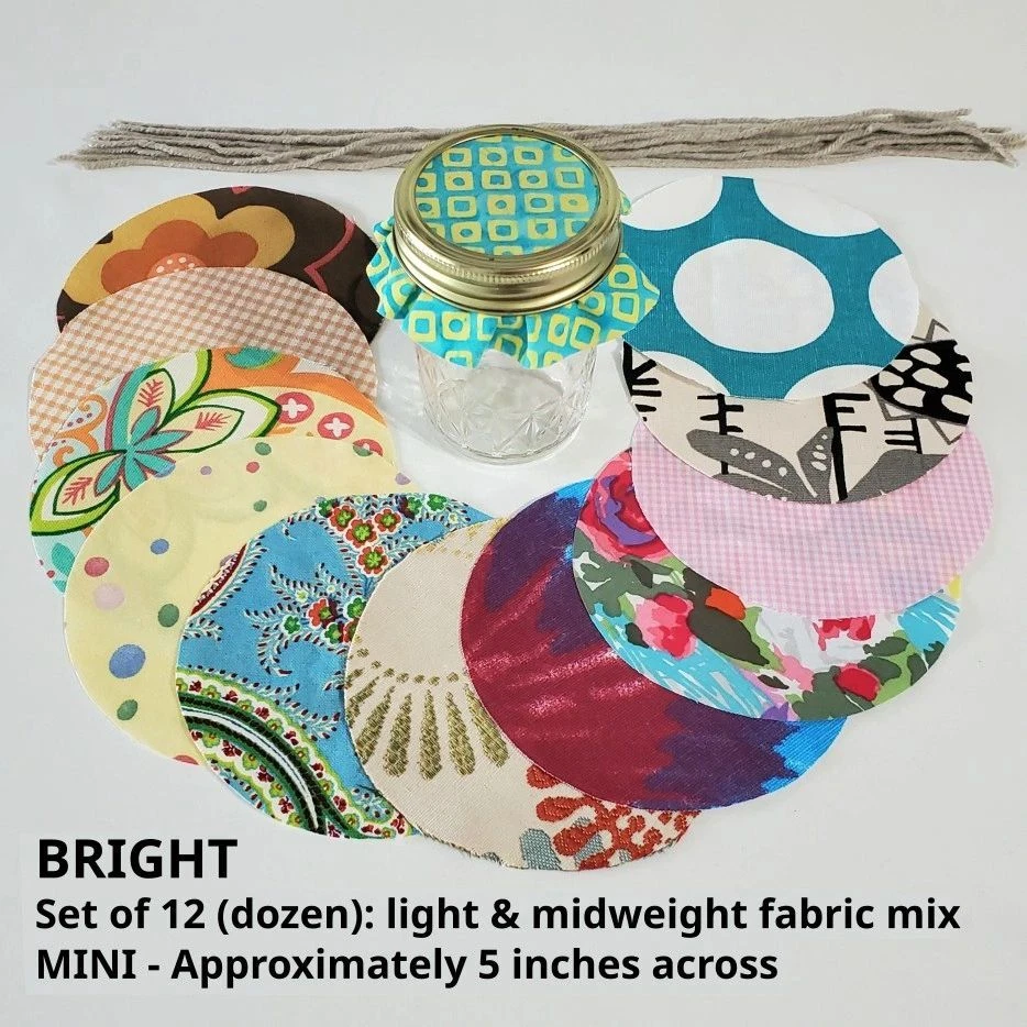 Mini Jar Toppers - Dozen (12) Fabric Circles, USA Made - Image 4 of 4