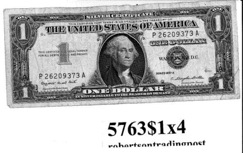 4 US $1.00 2 1963 Barr & 2 1957 Dillon Silver Certificates F-XF @$2 Face freshp