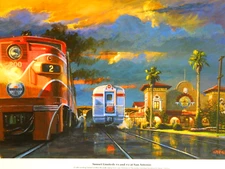 Railroad Art,Winfield,SP"Sunset Ltd, @ San Antonio" 18X24, s/n, (7336)