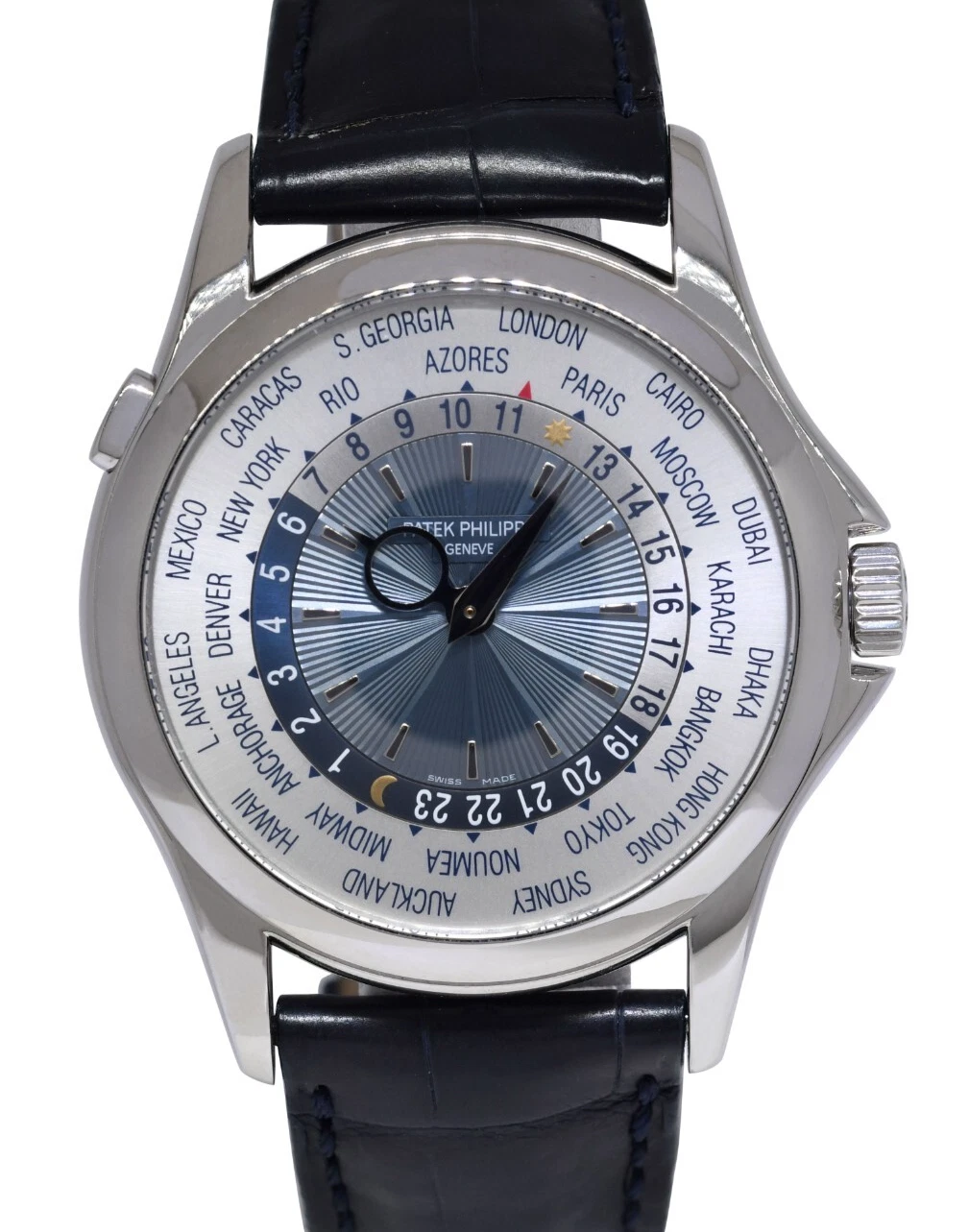 Patek Philippe — Patek Philippe World Time 5130 Platinum Complications Mens 39.5mm Watch 5130P