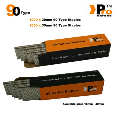 90 Typ Heftklammern: Größe 30 mm + 35 mm (gemischte 2000 Heftklammern handliche Packung)