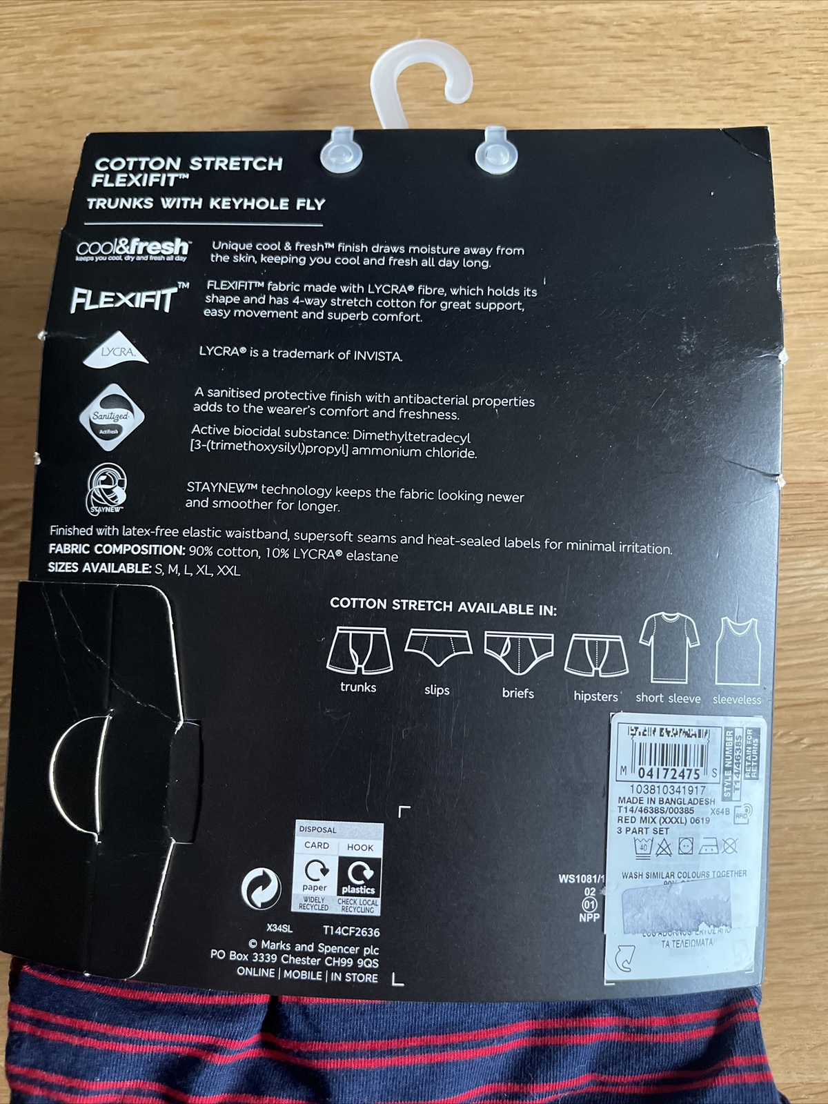 M&S MENS COLOURED NAVY BLUE & RED STRIPE 3 PAIRS TRUNKS PANTS Size 3XL