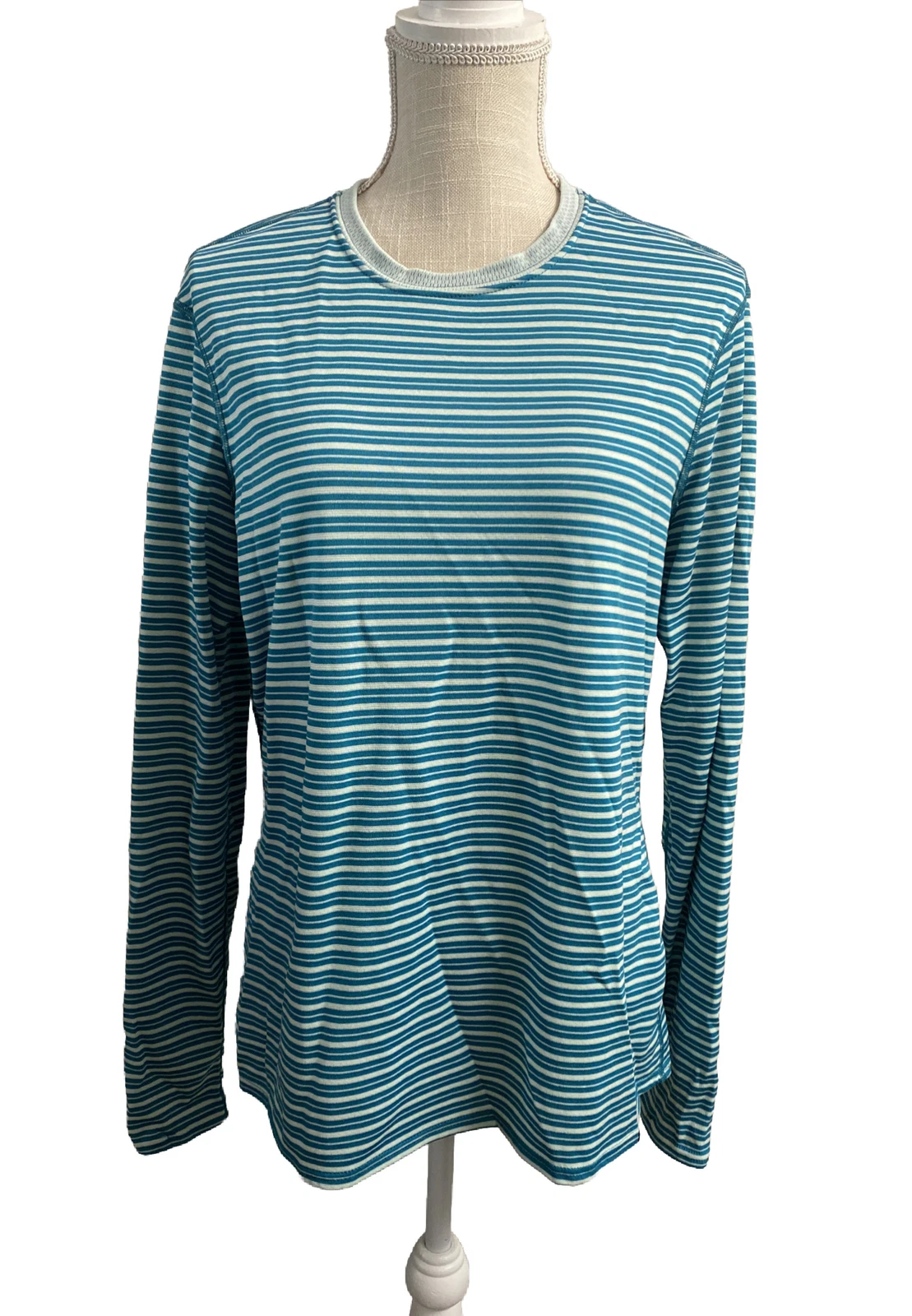 Patagonia Blue Stripe Capilene 3 Midweight Crew Long Sleeve Base-layer Shirt XL