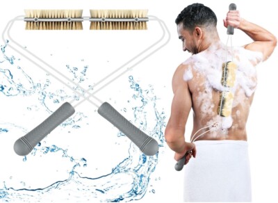 Double-Sided Exfoliating Back Scrubber Brush With Handles-42 Inch