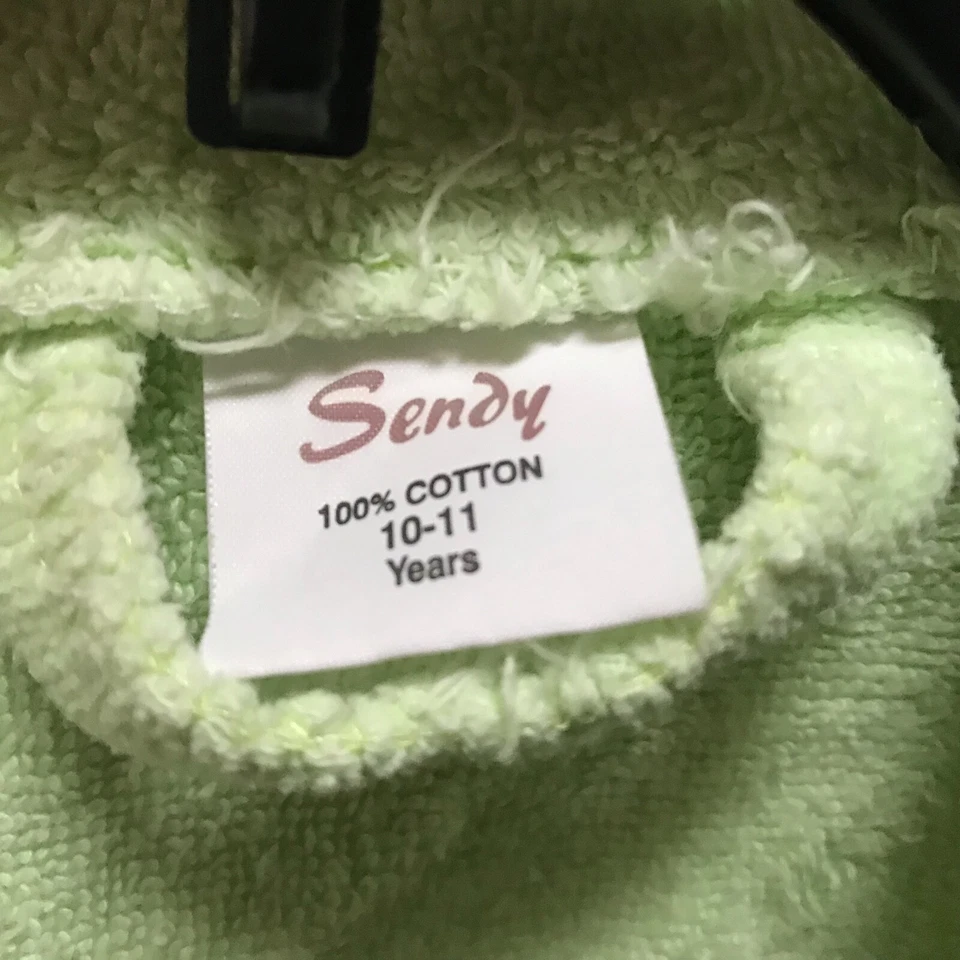 Sendy Kid's Bathrobe Hooded 100% Cotton Green Size 10-11 Made in Turkey - Image 2 of 3