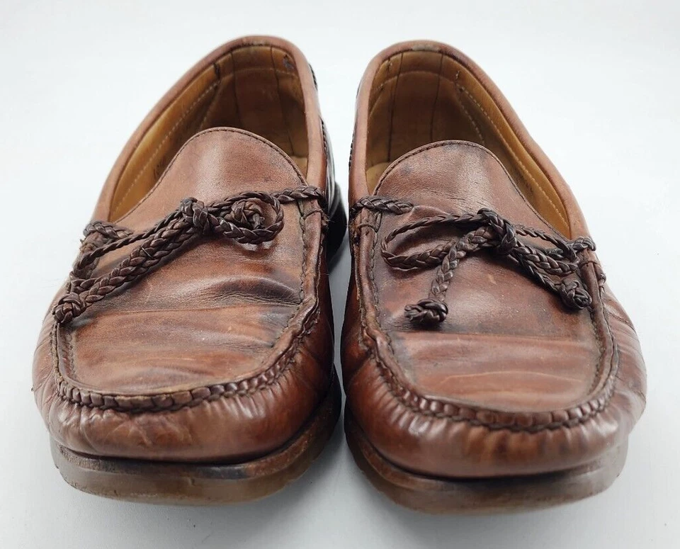 Stubbs and Wootton Palm Beach Zapatos de Barco de Cuero Marrón para Hombres Talla 10.5 D Hechos en EE. UU. Foto 3 de 4