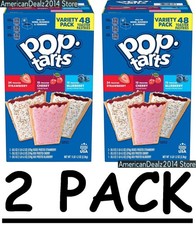 2 PACK Pop-Tarts Variety - Strawberry, Cherry, Blueberry 48 Pastries Total 96