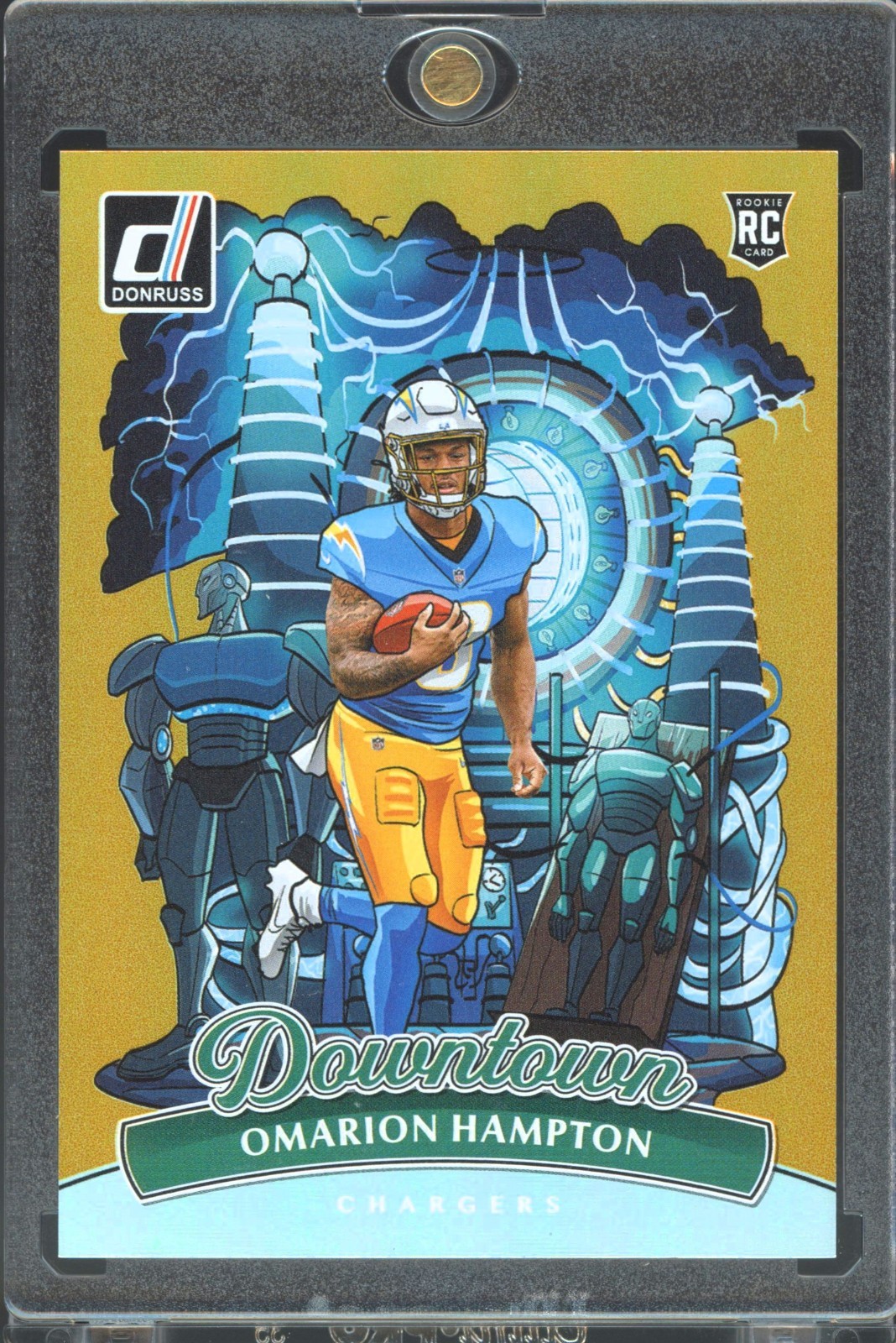 2025 Donruss #16 Omarion Hampton (09/10) RC Rookie SP Downtown Gold SSP Case Hit