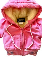 VTG  OSHKOSH B  GOSH  PINK Corduroy Sherpa HOODIE JACKET  Floral Trim  12mo